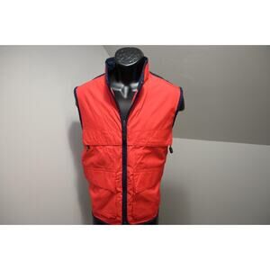 Nautica Competition Windbreaker Cargo Vest Jacket Nylon Red Full Zip Size Medium
